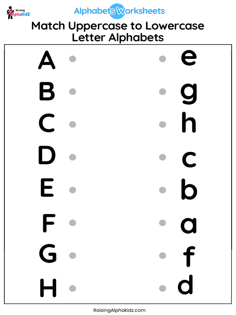 Uppercase Lowercase Alphabets Matching Worksheets | PDF