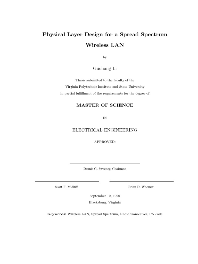 Spread Spectrum Wireless Lan Design Physical Layer | PDF