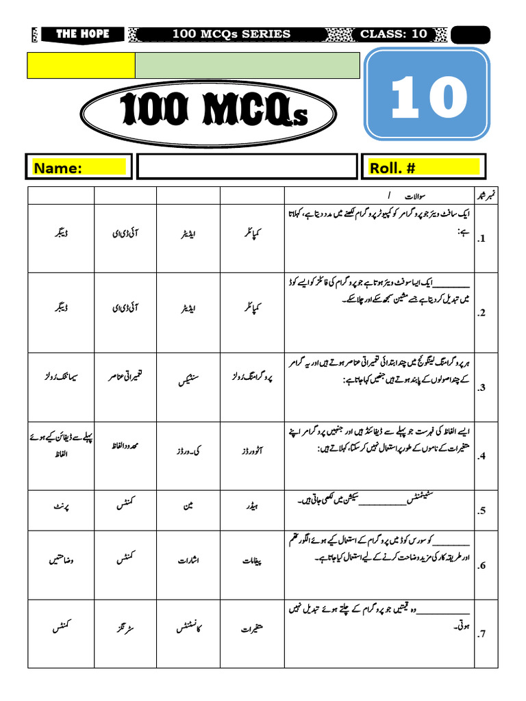 Computer Science 10th Mcqs 2026.docx555 | PDF