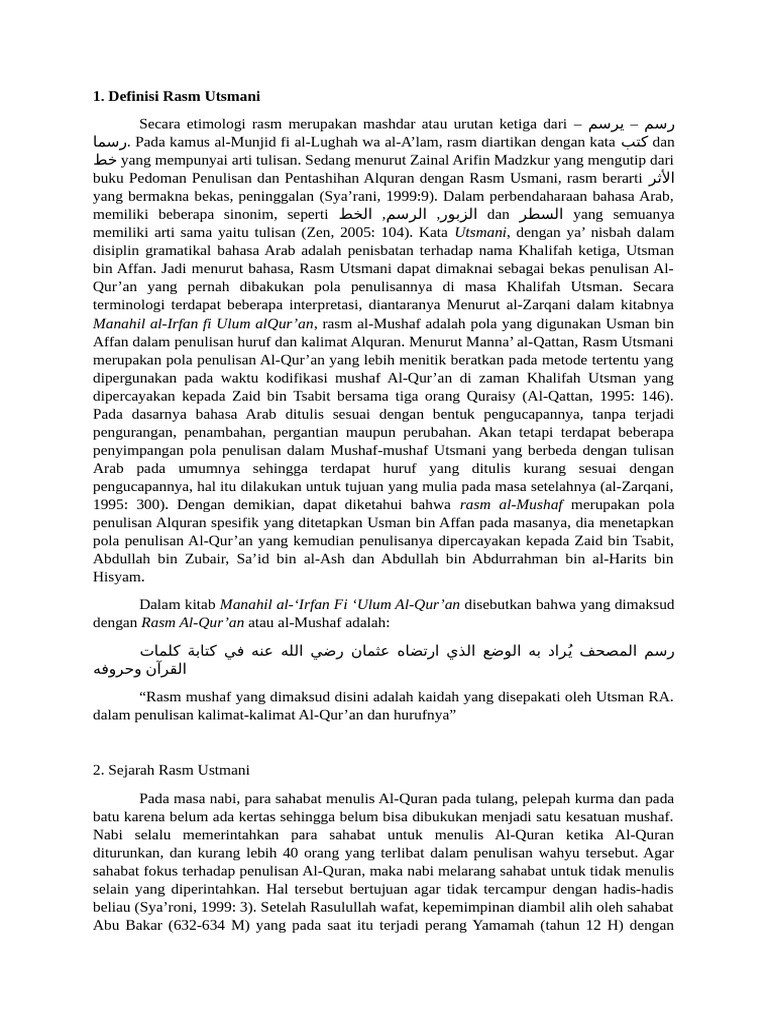 Pengertian Dan Sejarah Rasm Ustmani | PDF