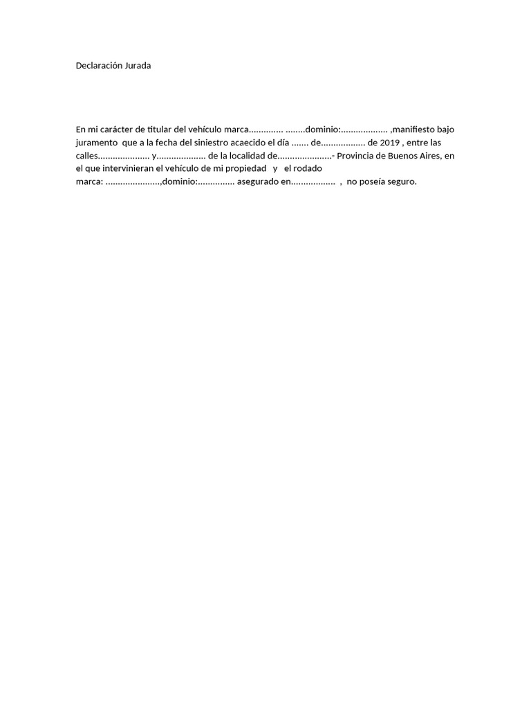 Declaración Jurada NO SEGURO | PDF