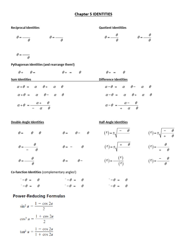 Chapter 5 IDENTITIES-1 | PDF | Trigonometry