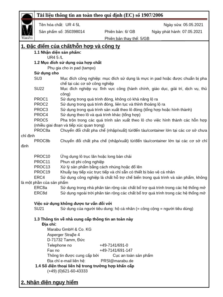 MSDS Ur4 VNS | PDF