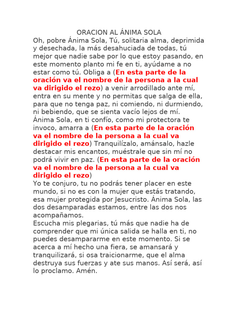 Oracion Al Ánima Sola | PDF