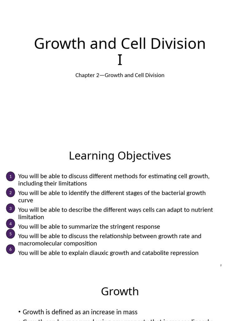 Lecture 2.2-Growth and Cell Division I - Tagged | PDF | Ribosome | Bacteria