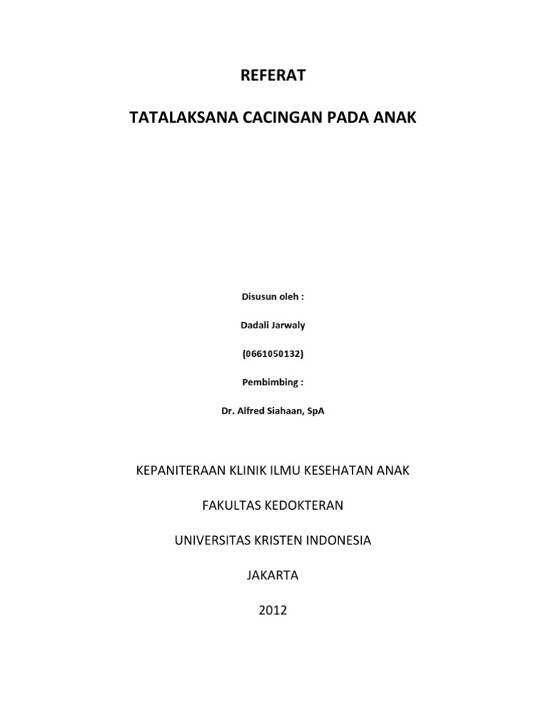 Tatalaksana Cacingan Pada Anak