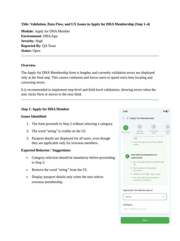 Apply For DHA Membership Form Step1 To Step 4 | PDF