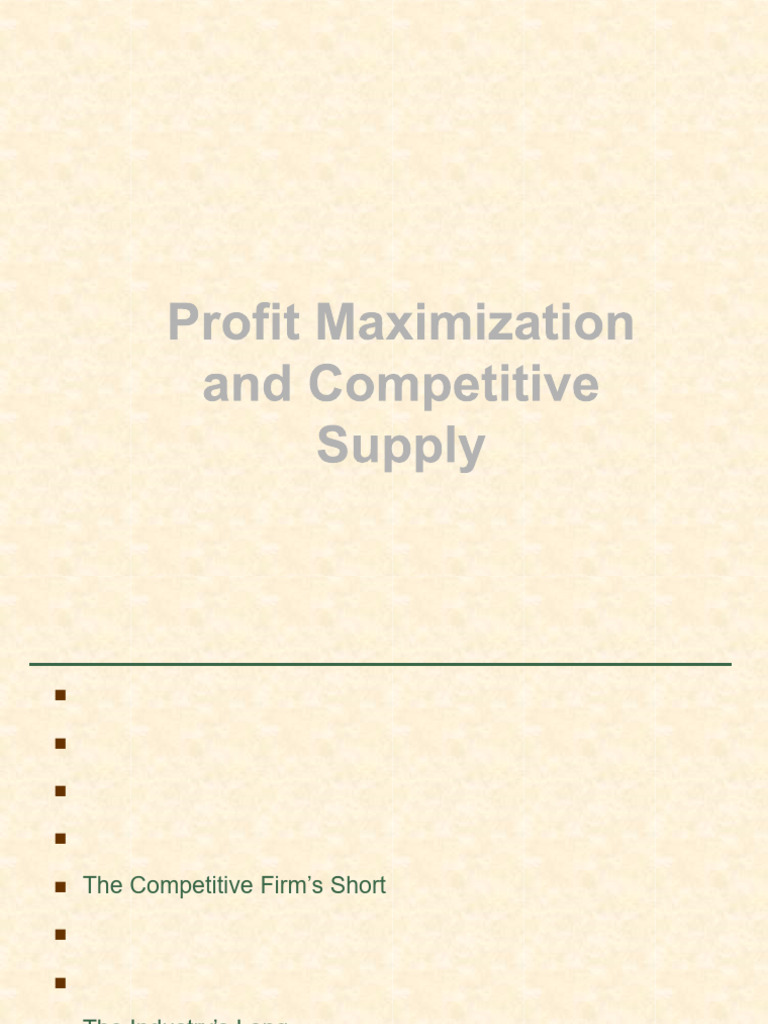Profit Maximization and Competitive Supply | PDF | Economic Equilibrium ...
