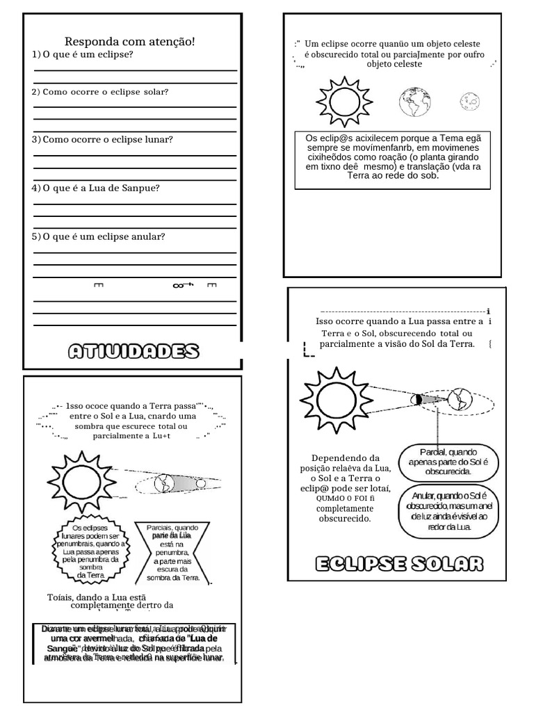 Atividadesparaimpressao | PDF | Eclipse | Lua