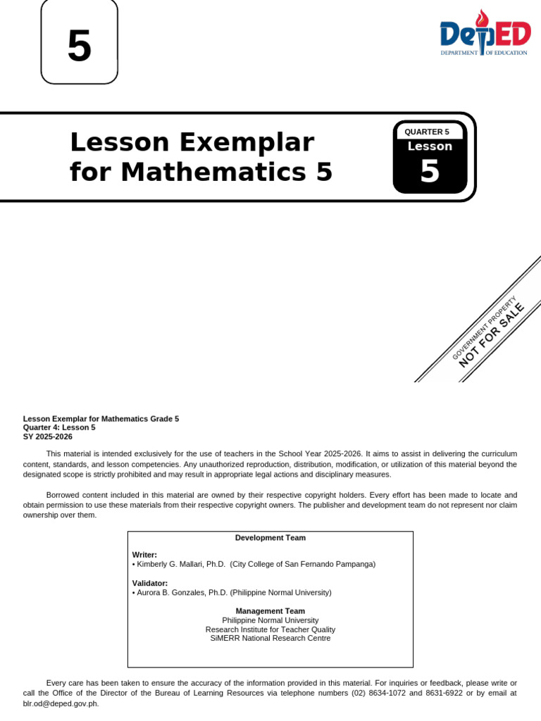Q4 LE Math 5 Lesson 5 Week 5 | PDF | Area | Shape