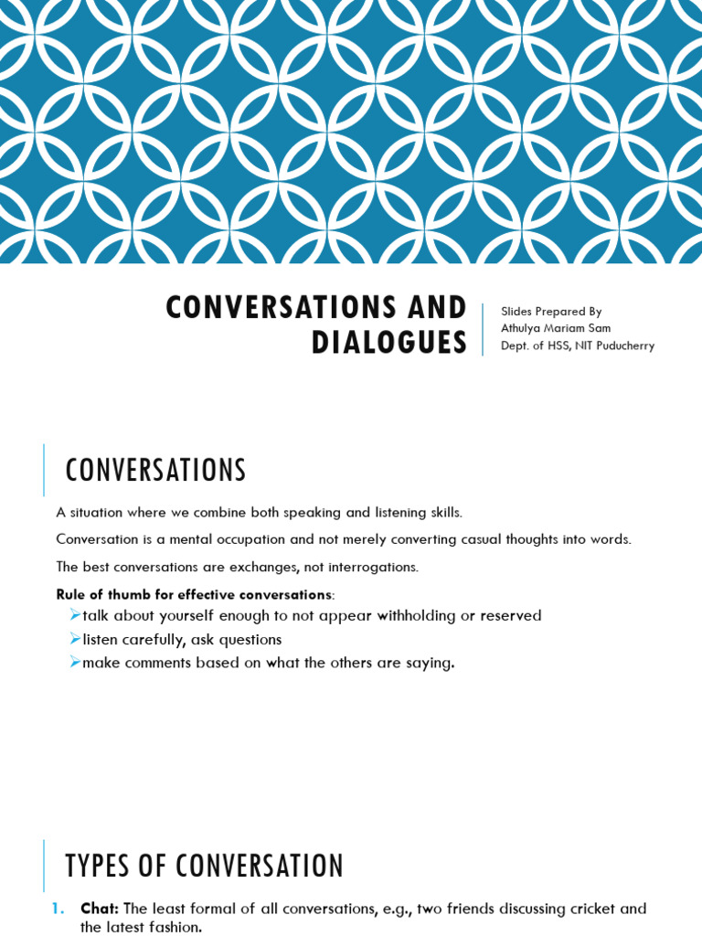 Conversations and Dialogues | PDF | Conversation | Reason