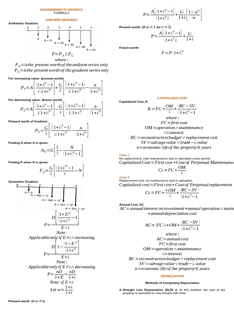 Engineering Economics (Finals Formula) | PDF | Depreciation | Business ...