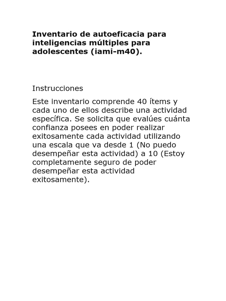 Iami Autoeficacia | PDF