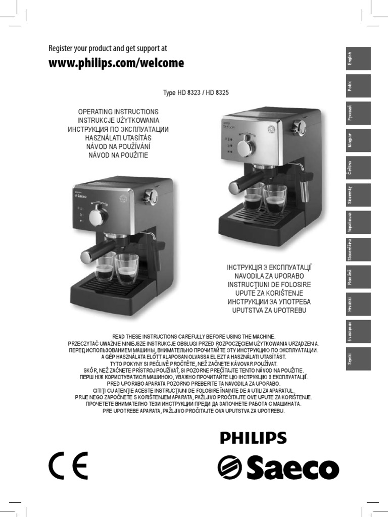 Manual Philips Saeco HD8323 | PDF