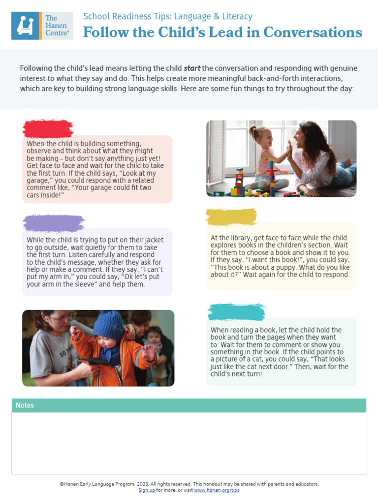The Hanen Centre Language and Literacy Tips October 2025 | PDF