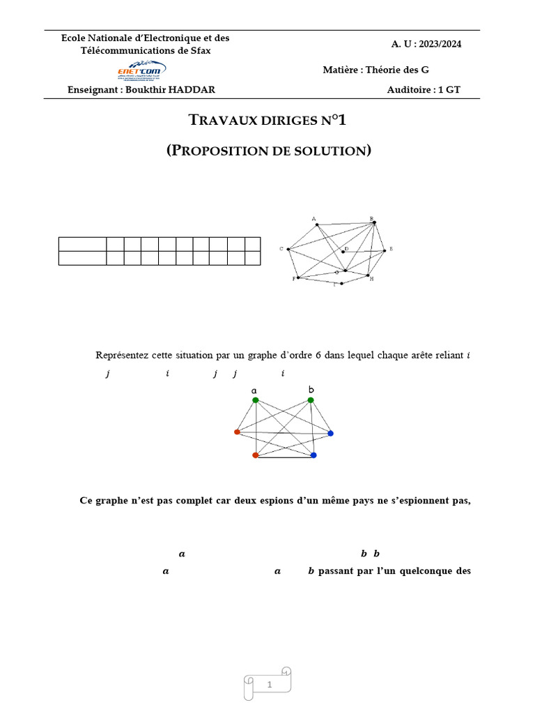 Correction TD 1 | PDF | Théorie des graphes | Mathématiques