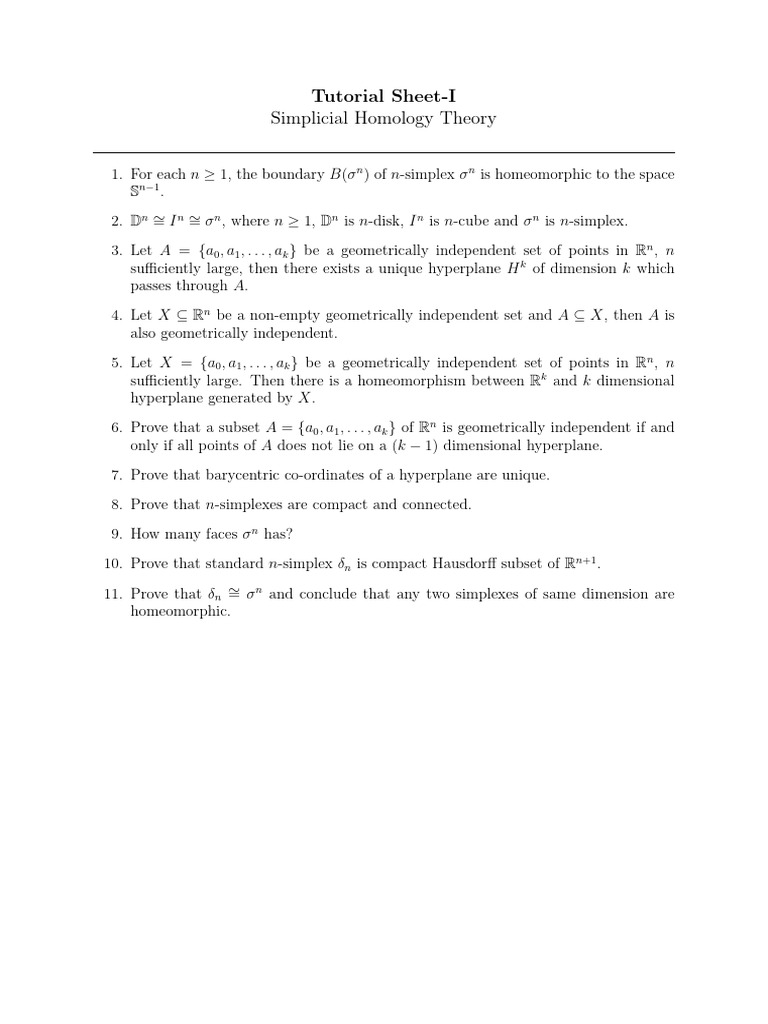 Tutorial Sheet I | PDF