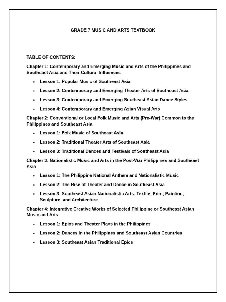 Grade 7 Music and Arts Textbook (Updated) | PDF | Dances | The Arts