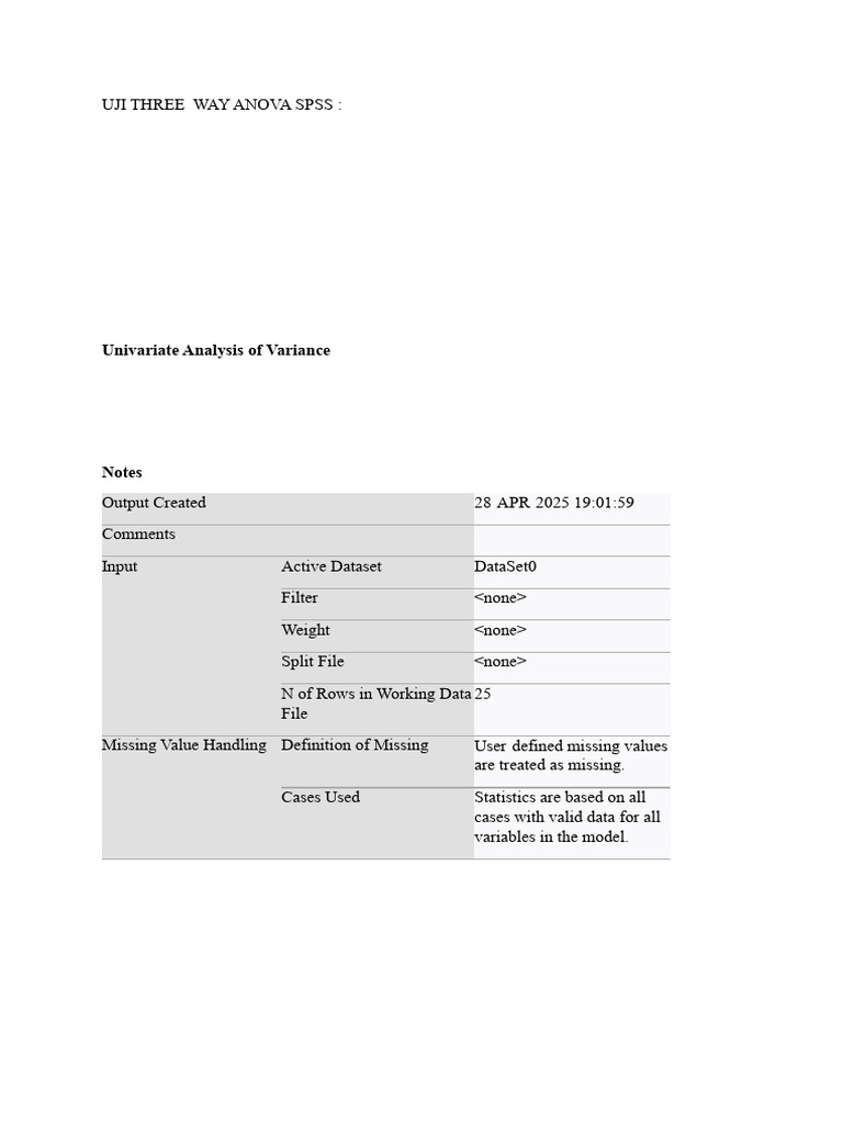 Uji Three Way Anova Spss | PDF | Errors And Residuals | Analysis Of ...