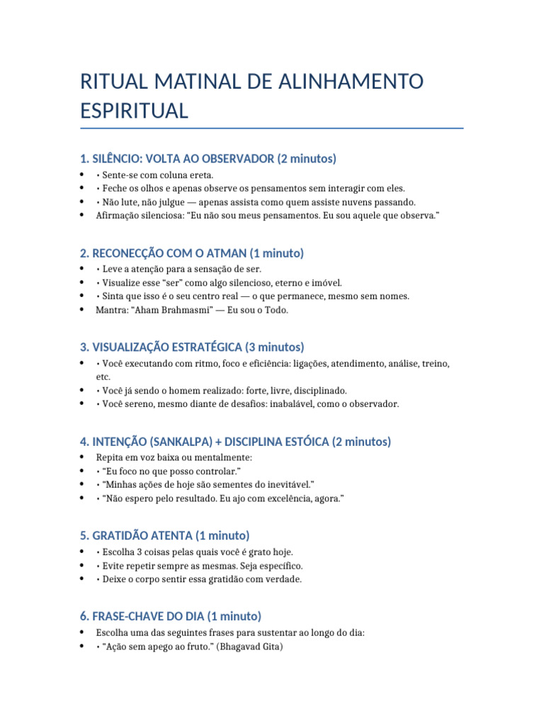 Ritual Matinal Alinhamento Espiritual | PDF
