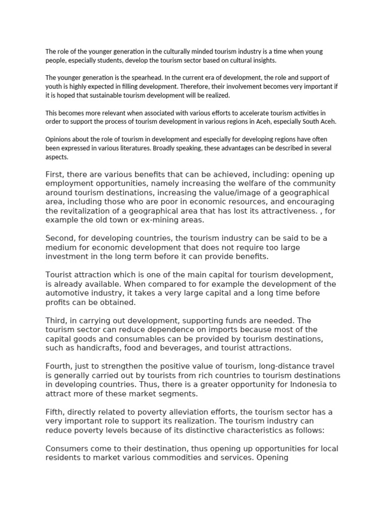 The Role of The Younger Generation in The Culturally Minded Tourism ...