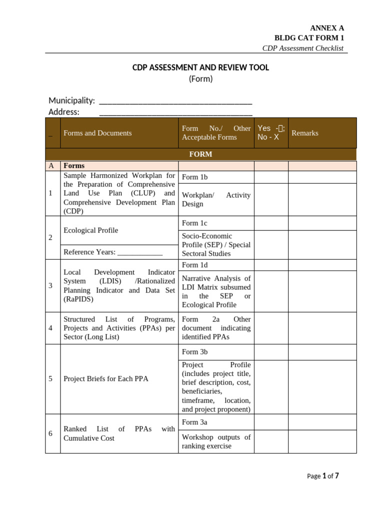 CDP Form BLDG CAT Form 1 | PDF | Government Budget Balance | Economies