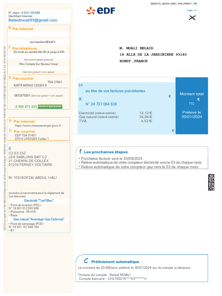 666101225-Facture Gaz France Moali Belaid | PDF | Gaz naturel | Énergie ...