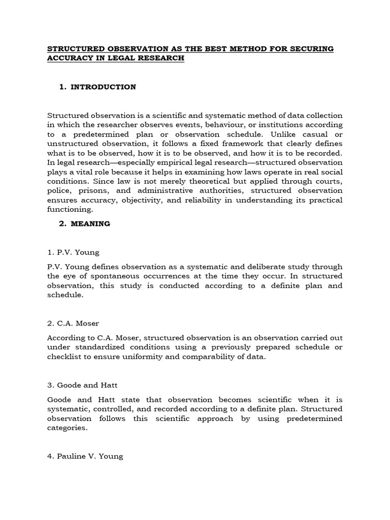 Structured Observation | PDF | Observation | Statistics