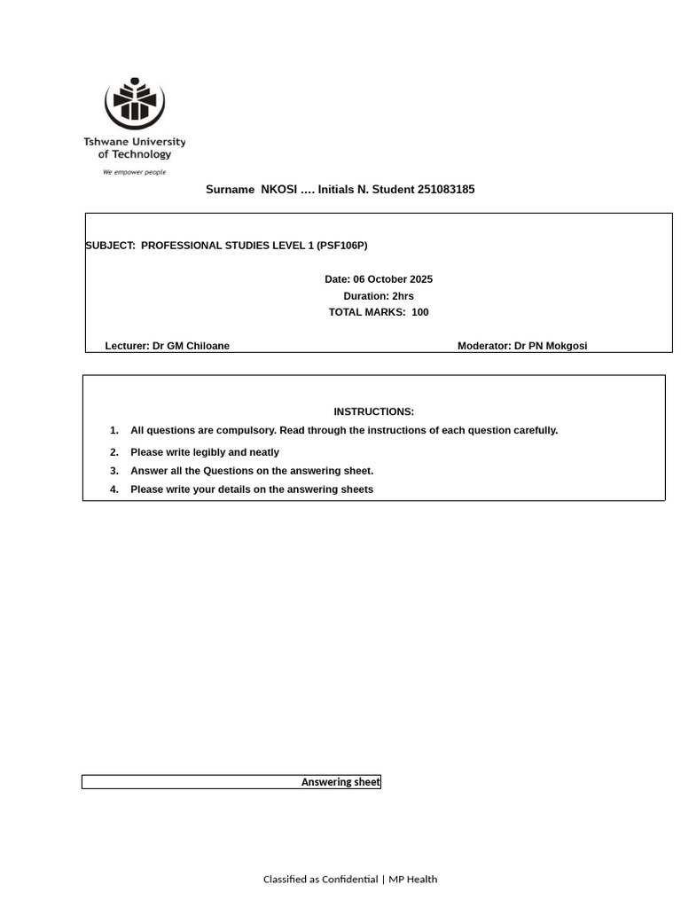 PSF Summative Test 2025 Oct | PDF | Learning | Curriculum