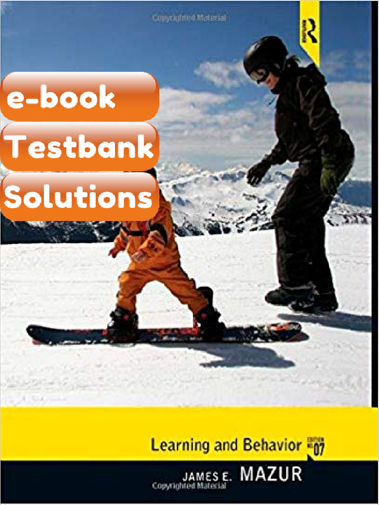 Test Bank Learning and Behavior 7th Edition by James E Mazur Complete ...
