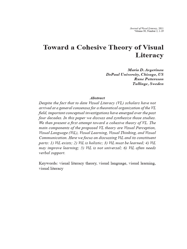 Toward A Cohesive Theory of Visual Literacy | PDF | Theory | Communication