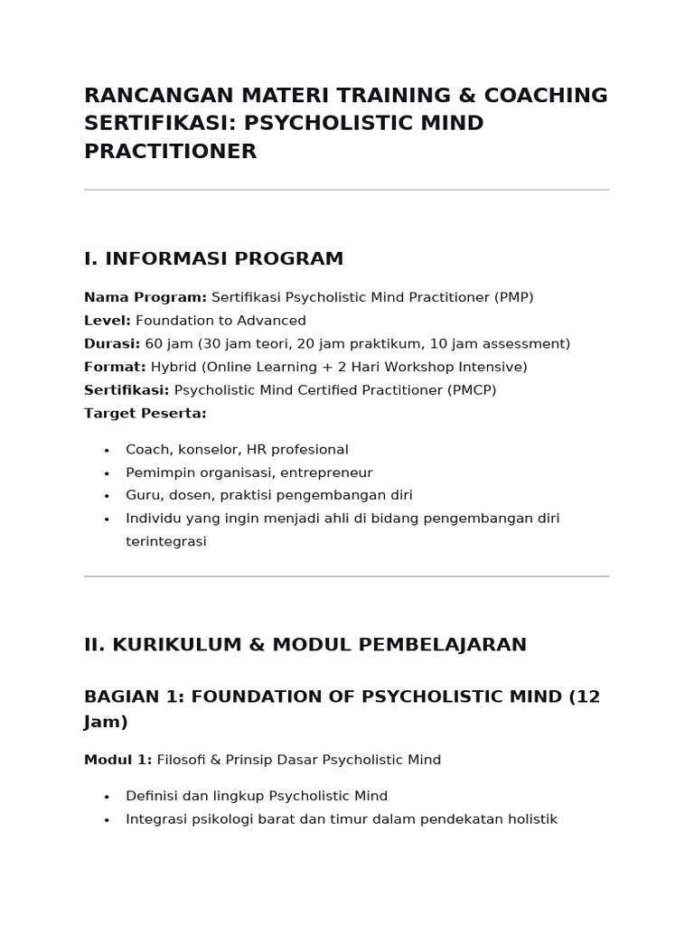 Rancangan Materi Training | PDF