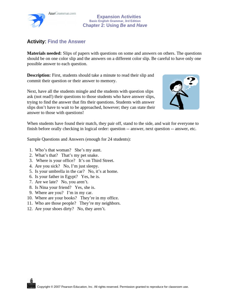 Chapter 2 Using Be and Have | PDF