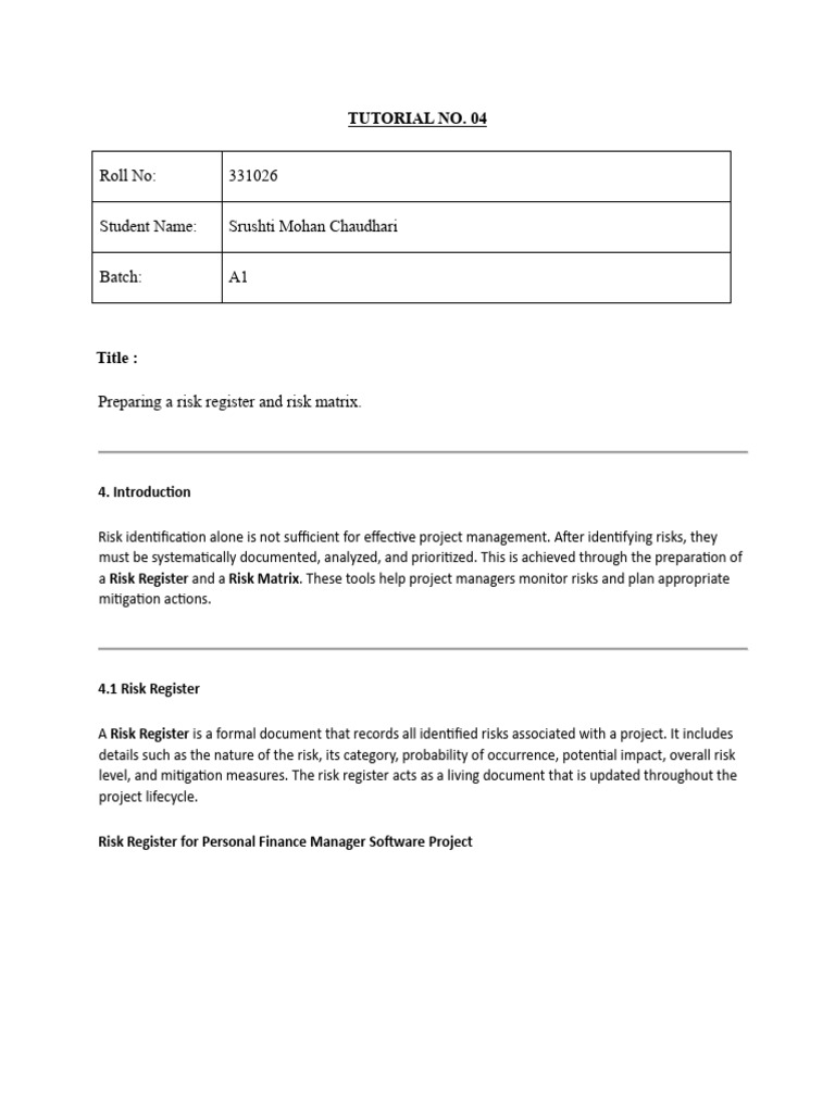 Tutorial No 4 MDM | PDF | Risk | Risk Management