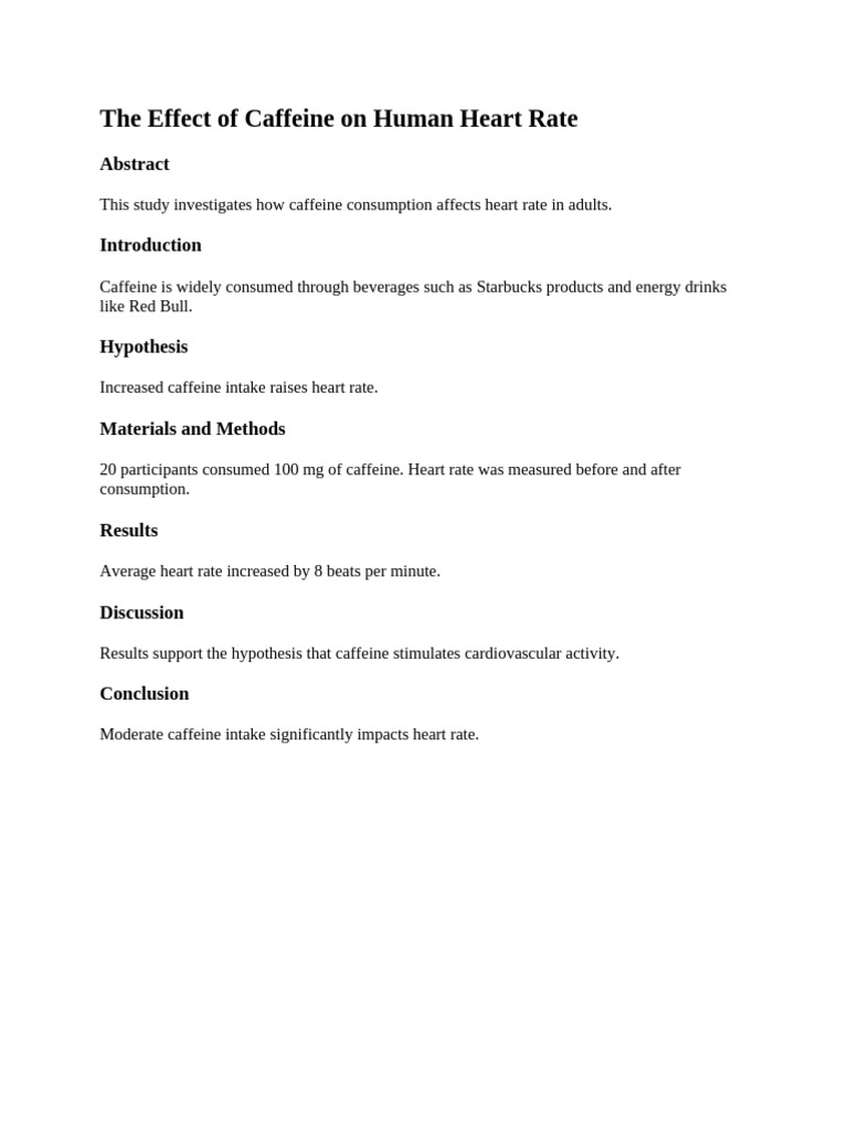 The Effect of Caffeine On Human Heart Rate | PDF