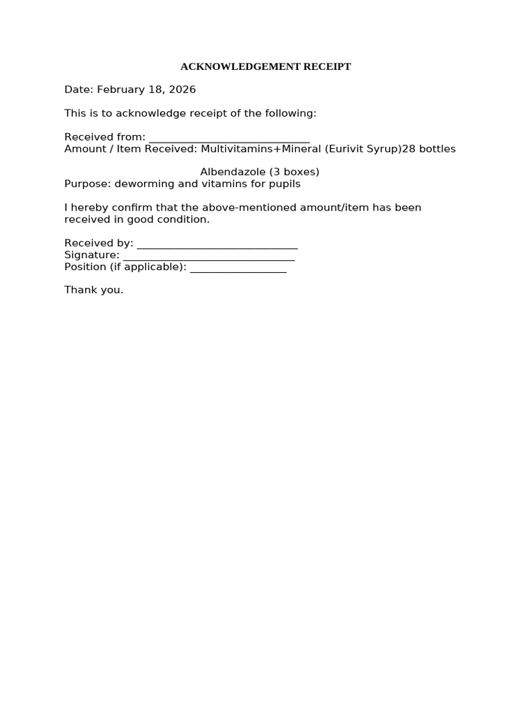Acknowledgement Receipt | PDF