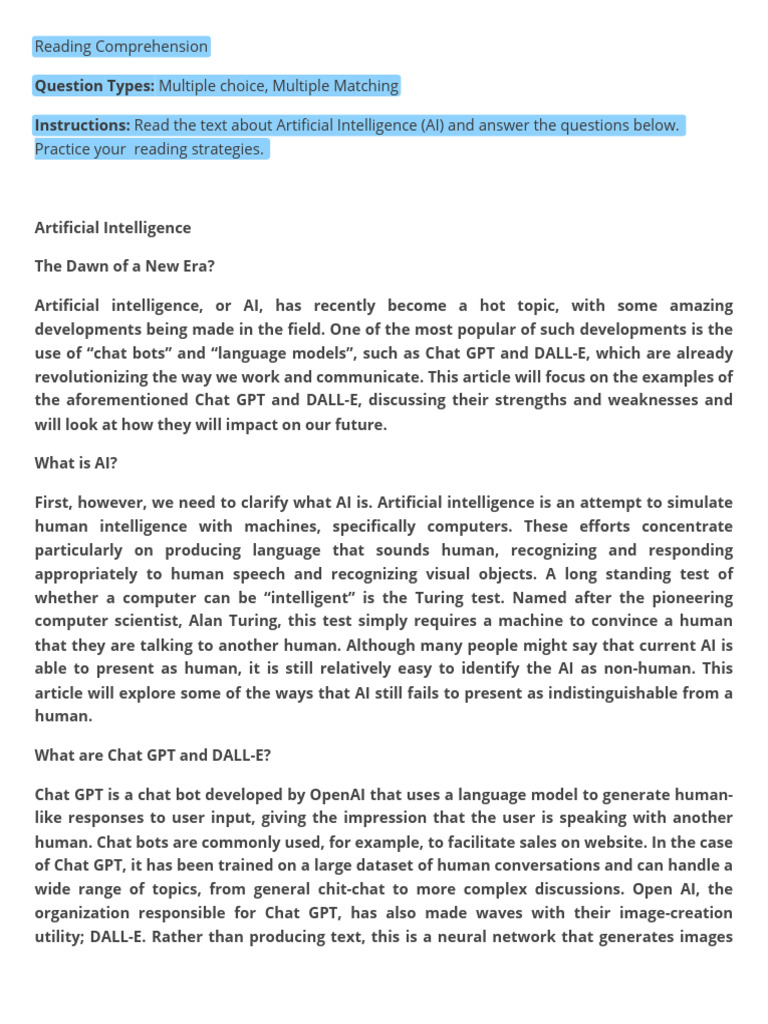 Reading Comprehension 260128 113139 | PDF | Artificial Intelligence ...