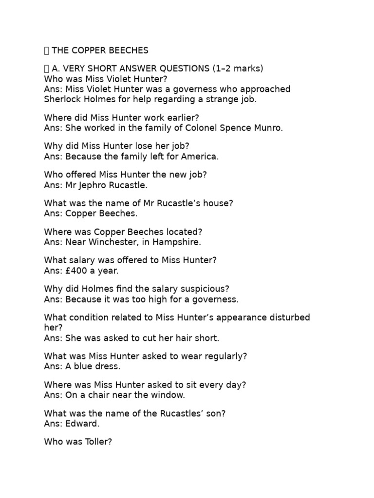 ? The Copper Beeches | PDF | Arthur Conan Doyle Characters | Sherlock ...