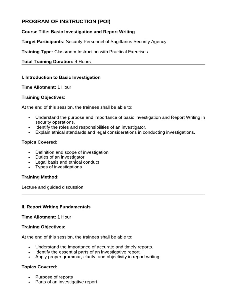 POI Basic Investigation - Modified | PDF