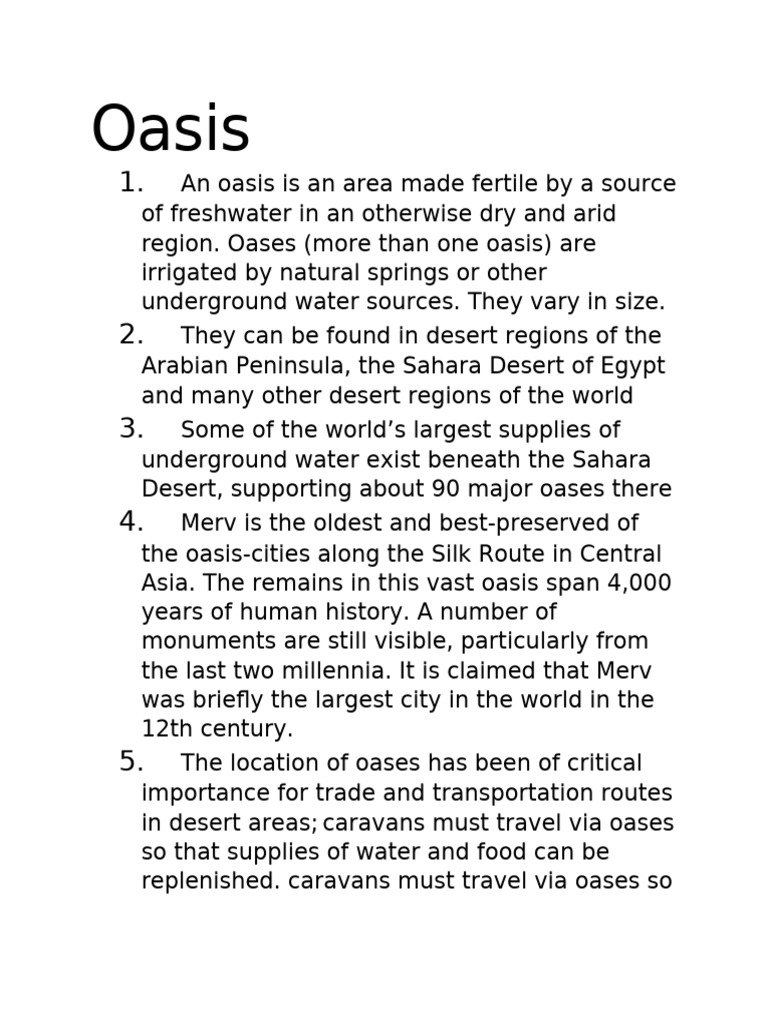 Oasis and Egypt | PDF