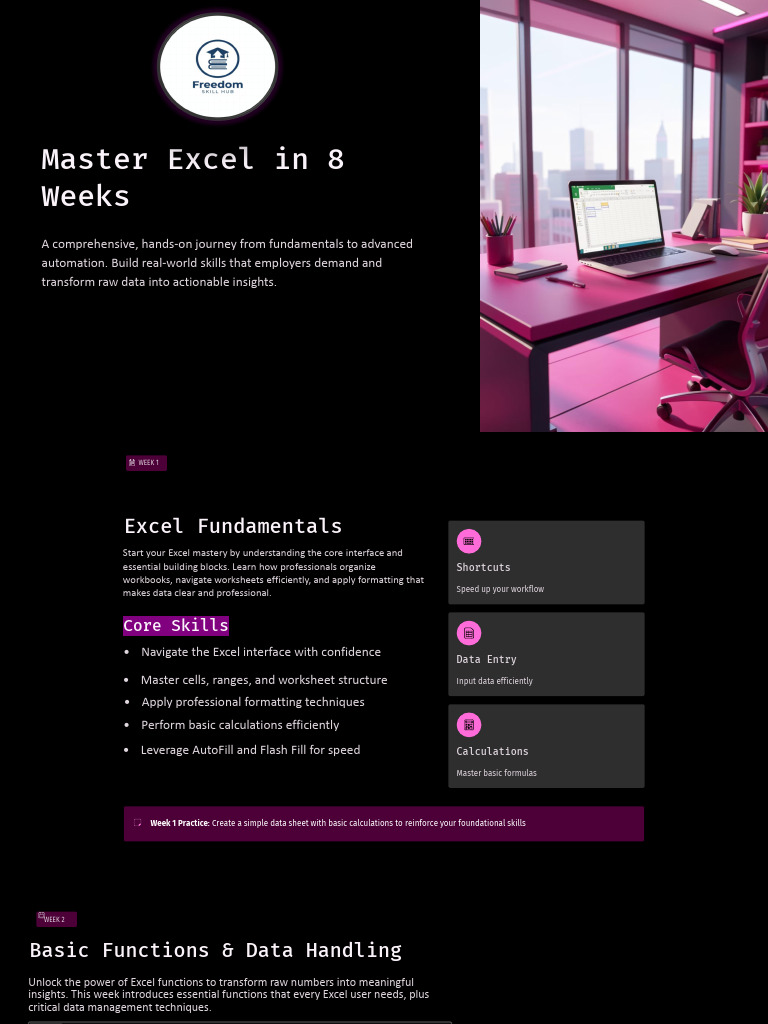 Master Excel in 8 Weeks Syllabus | PDF | Microsoft Excel | Data
