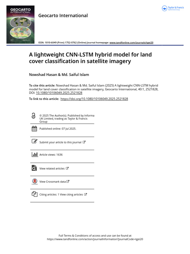 A Lightweight CNN-LSTM Hybrid Model For Land Cover Classification in ...