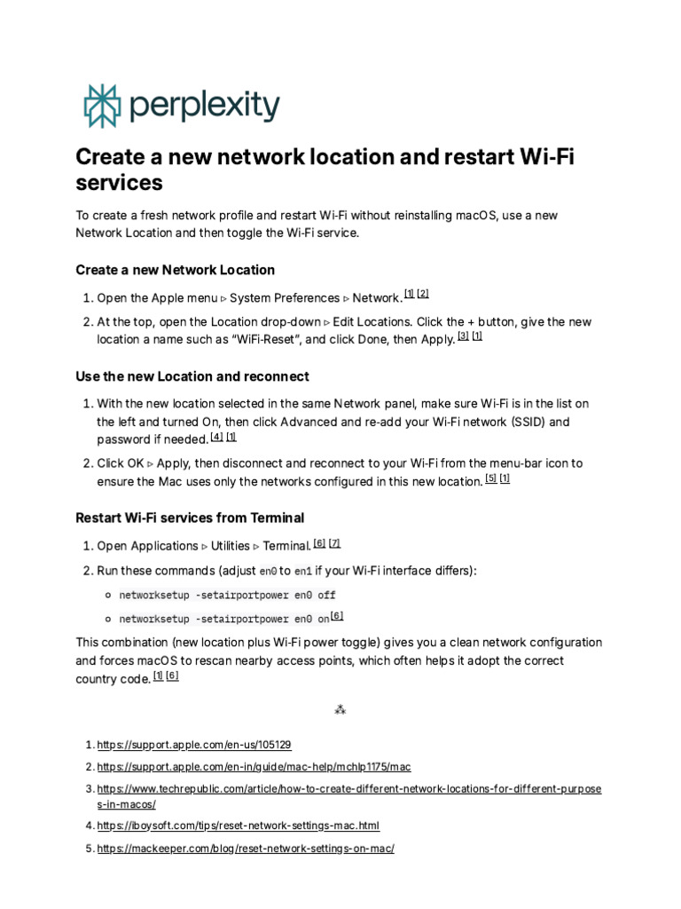Create A New Network Location and Restart Wi Fi Se | PDF