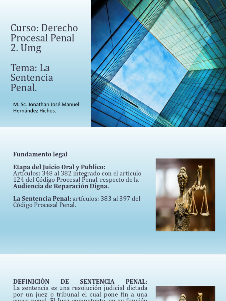 La Sentencia Penal | PDF | Sentencia (ley) | Ley procesal