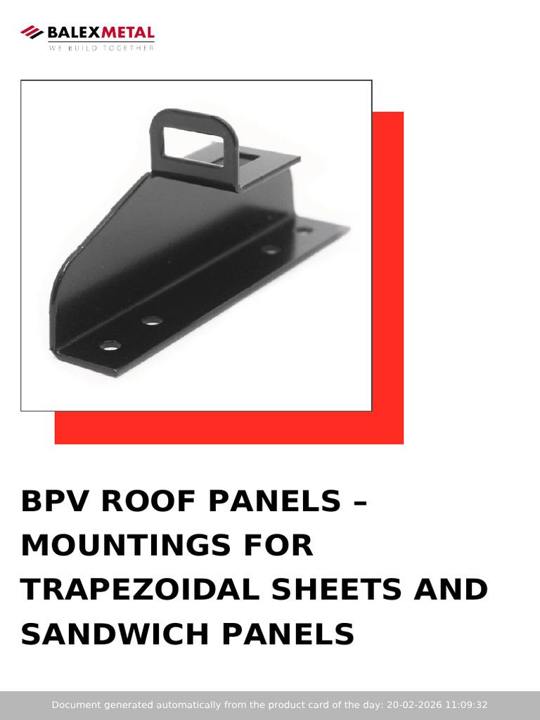 BALEX BPV Roof Panels Mountings For Trapezoidal Sheets and Sandwich ...