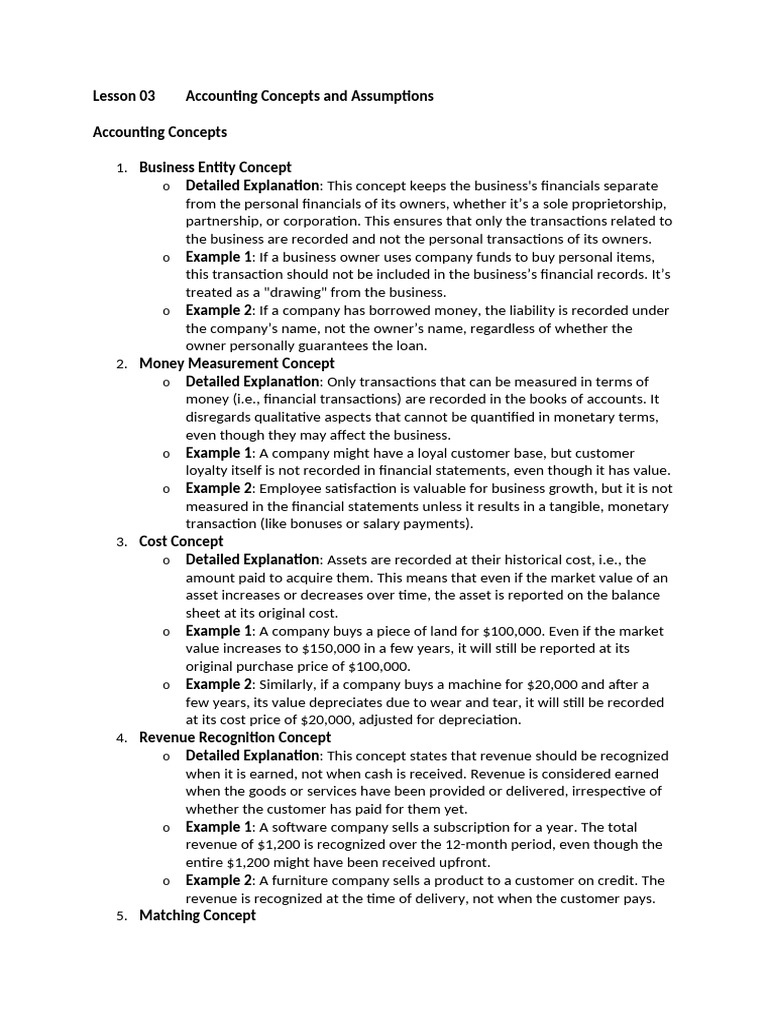 FA 03 STD FA Principles | PDF | Going Concern | Historical Cost