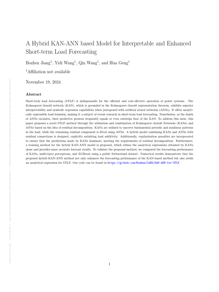 A Hybrid KAN-ANN Based Model For Interpretable and Enhanced Short TErm ...