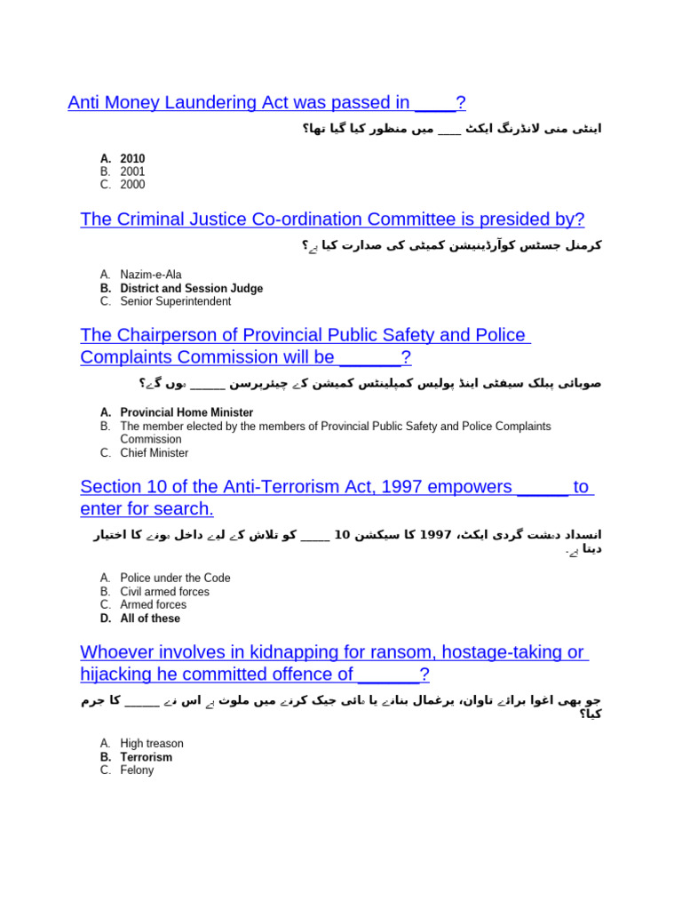Anti Money Laundering Act Was Passed in | PDF