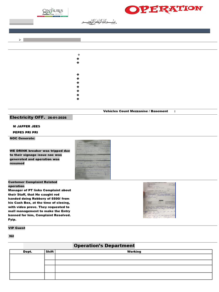 Daily Ops Activity Report 26-01-2026. | PDF | Building Engineering ...