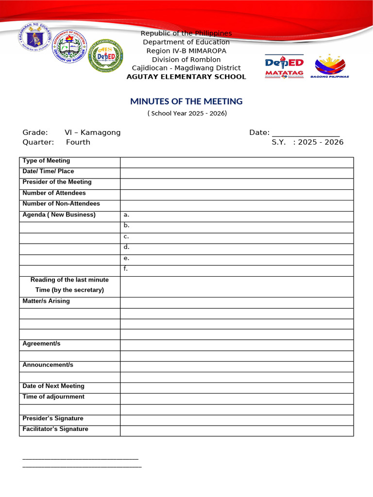 Minutes and Homeroom Attendance of The Meeting | PDF
